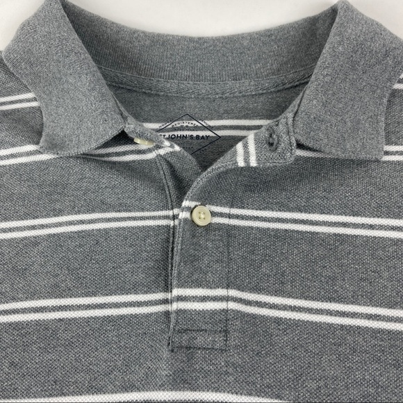 St Johns Bay Mens Legacy Polo Gray Striped Large - Picture 5 of 7